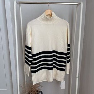 Commense Black and White Striped Sweater